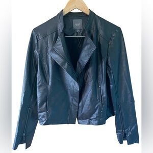 Lysse Moto Jacket Faux Leather Women Size Medium Black Long Sleeve Fitted